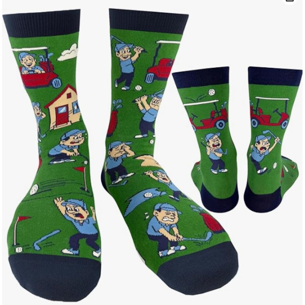 3/$30 | 2x NWOT "I'd Rather Be Chasing" Green/Blue Golf Socks - Men's O/S
